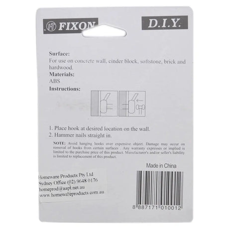 Back of a Fixon DIY product packaging with text and instructions.