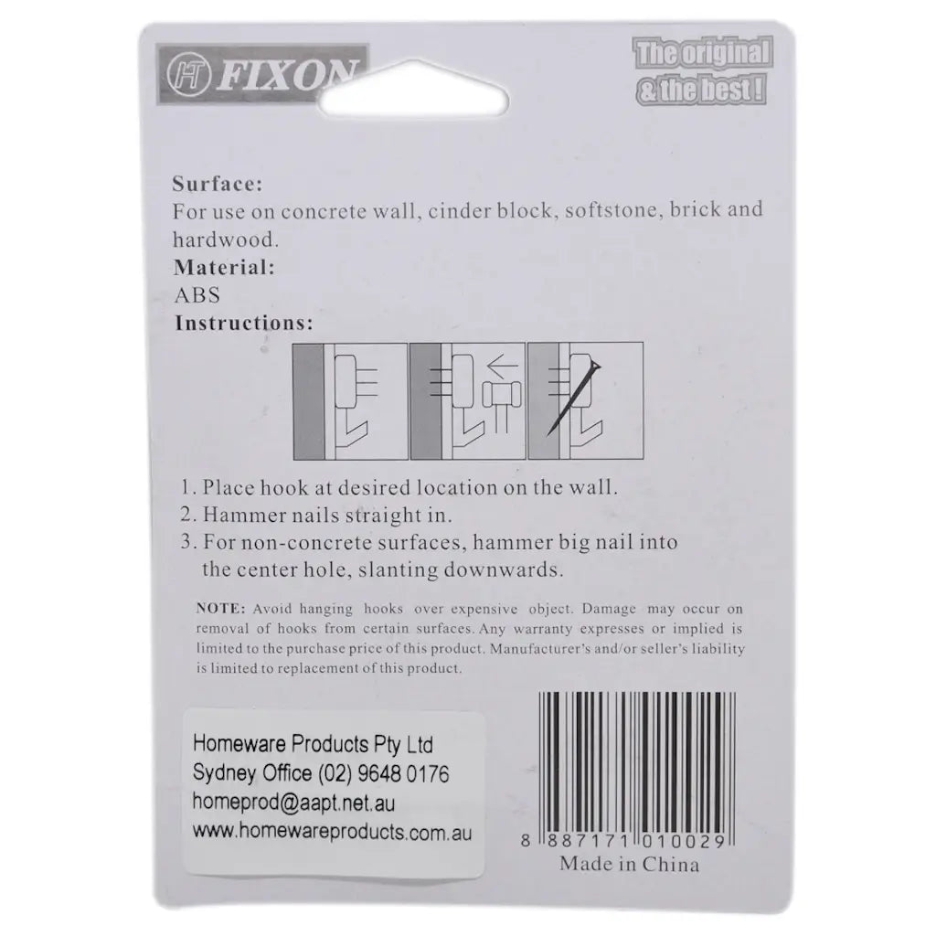 Back of a Fixon product packaging with text and instructions.