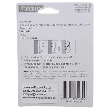 Back of a Fixon product packaging with text and instructions.