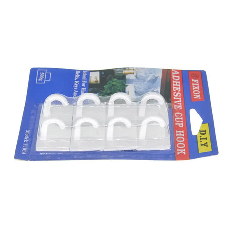 Packaging of adhesive cup hooks with a clear window
