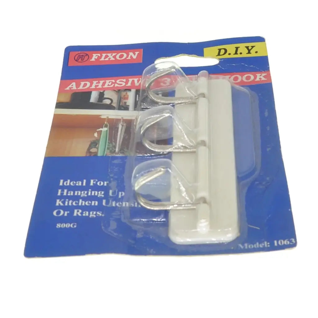 Adhesive hook in packaging with Fixon branding on a white background