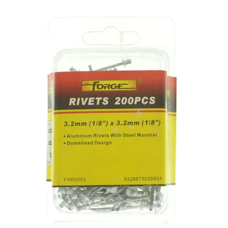 Pack of 200 rivets with Forge branding on a white background