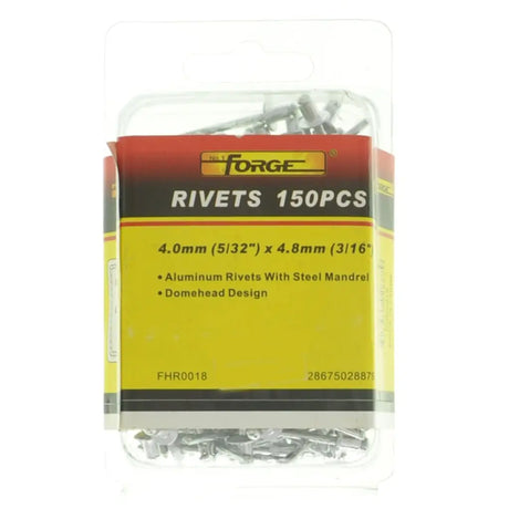 Pack of rivets with Forge branding on a white background