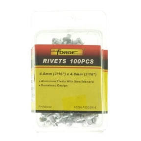 Pack of rivets with Forge branding on a white background