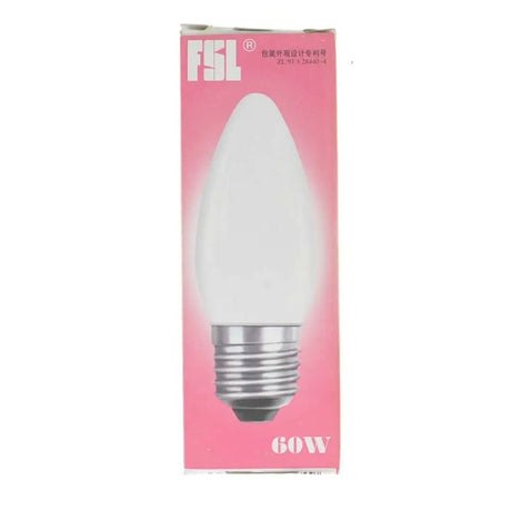 FSL LED bulb packaging on a pink background