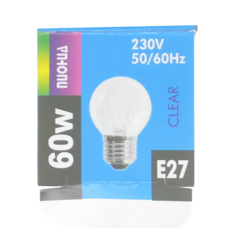 Light bulb packaging with specifications on a white background