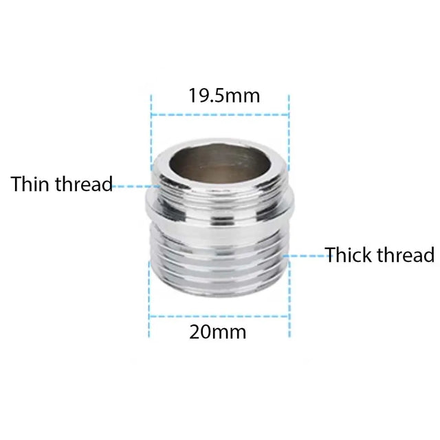 Metal fitting with dimensions labeled on a white background