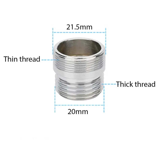 Metal fitting with dimensions labeled on a white background