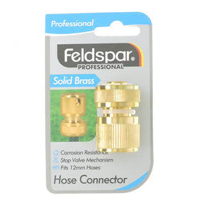 Feldspar Professional hose connector packaging with brass connectors on a white background