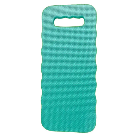 A teal textured foam pad with a wavy edge and a cutout handle at the top, shown against a plain white background.