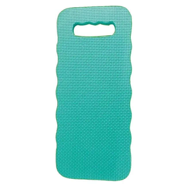A teal textured foam pad with a wavy edge and a cutout handle at the top, shown against a plain white background.