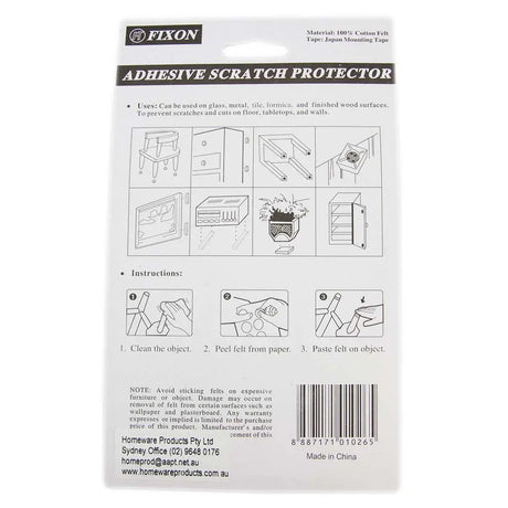 Back of adhesive scratch protector packaging with instructions and branding