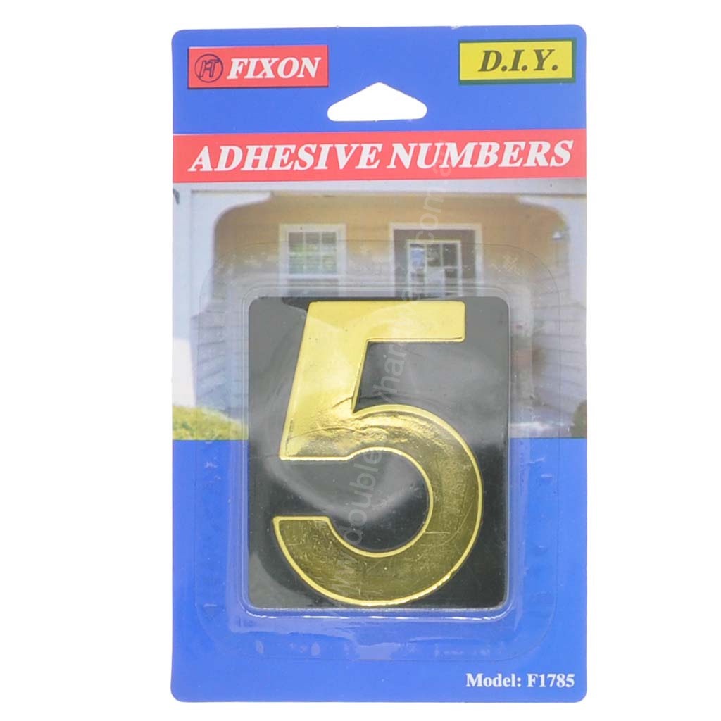 Fixon Adhesive House Number 5 Sign 59x49x2mm F1785