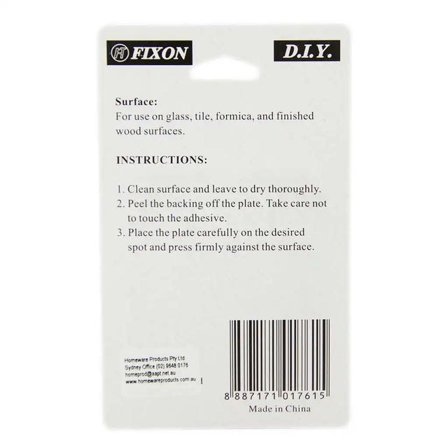 Back of a Fixon product packaging with instructions and branding.