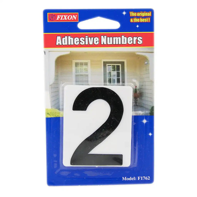 Packaging of Fixon adhesive numbers with a black number '2' on a white background.