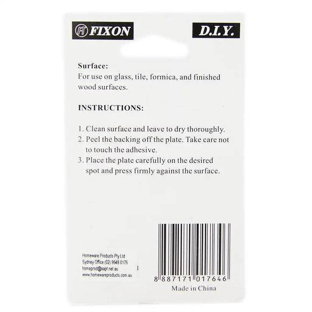 Fixon DIY adhesive label with instructions and product details on a white background