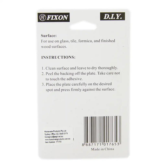 Fixon adhesive label with instructions and product details on a white background