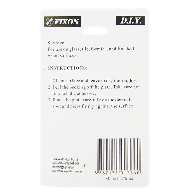 Fixon DIY adhesive label with instructions and product details on a white background