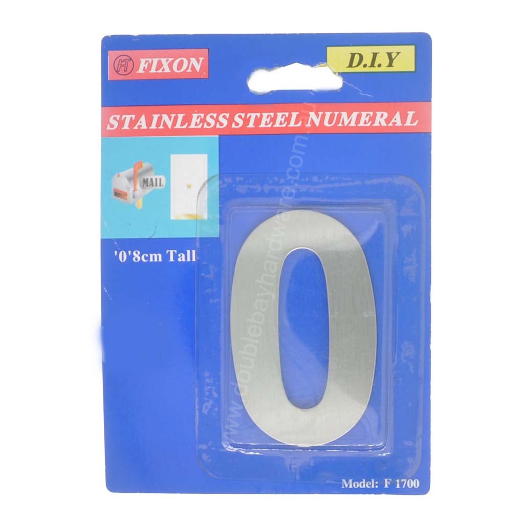 Fixon Stainless Steel Adhesive Number 0 Sign 8cm F1700