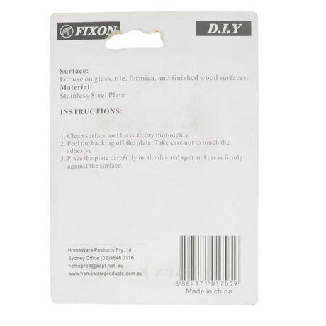 Back of a Fixon product packaging with instructions and branding.