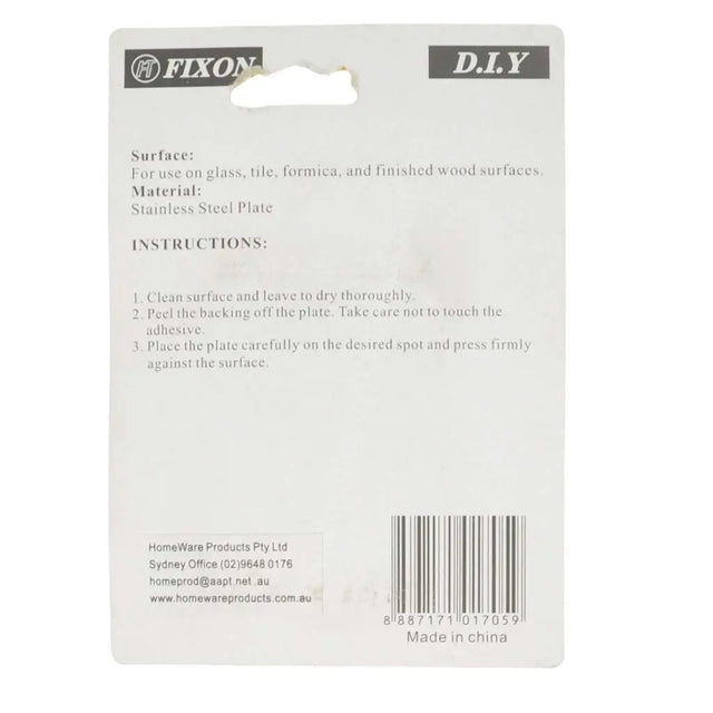Back of a Fixon product packaging with instructions and branding.