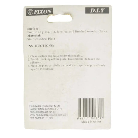 Back of a Fixon product packaging with instructions and branding details.