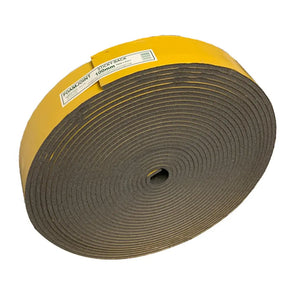 Roll of foam tape with yellow casing on a white background