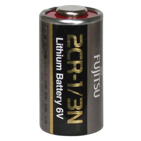 Fujitsu lithium battery 6V on a white background