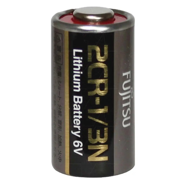 Fujitsu lithium battery 6V on a white background
