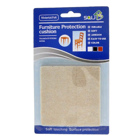 Furniture protection cushion in packaging with blue label