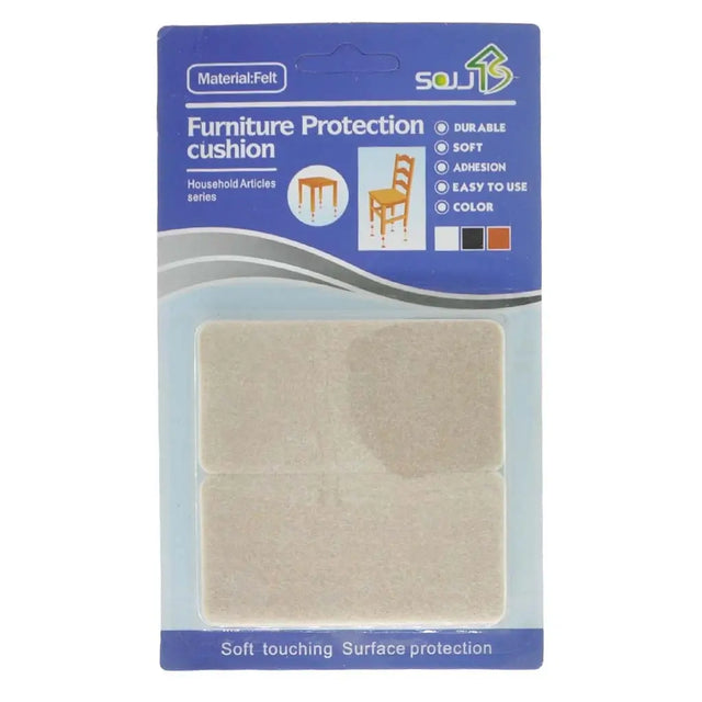 Package of furniture protection cushion with blue background and beige cushion.