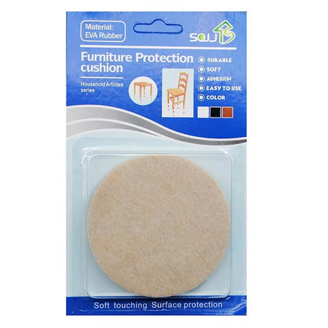 Packaged furniture protection cushion with blue and white label