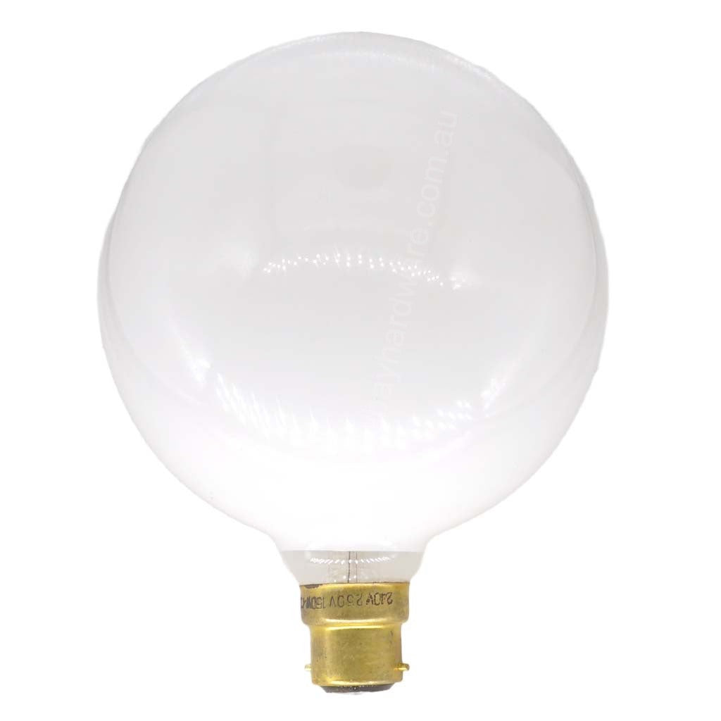 G125 Spherical Incandescent Light Bulb B22 240V 150W Opal