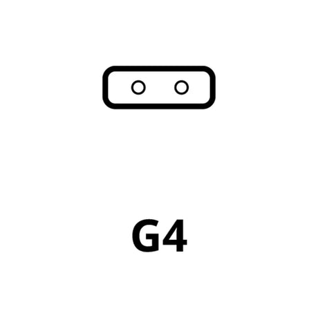 Black and white icon of a rectangular device with two circular elements and 'G4' below on a white background