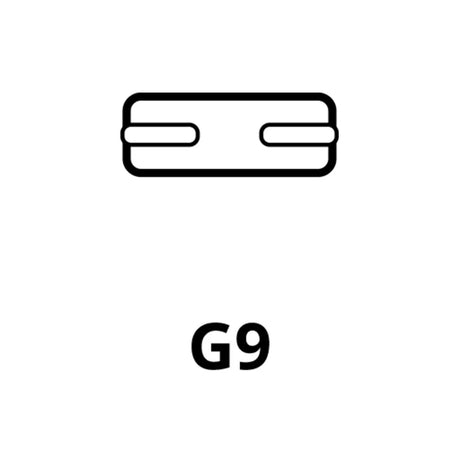 Black outline of a suitcase with 'G9' below on a white background