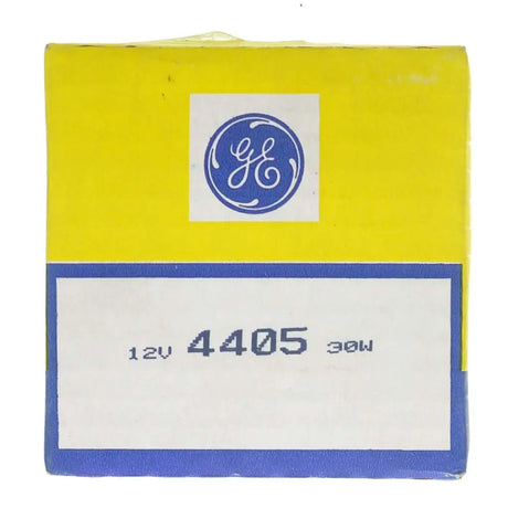 Vintage General Electric light bulb packaging with yellow, white, and blue colors.