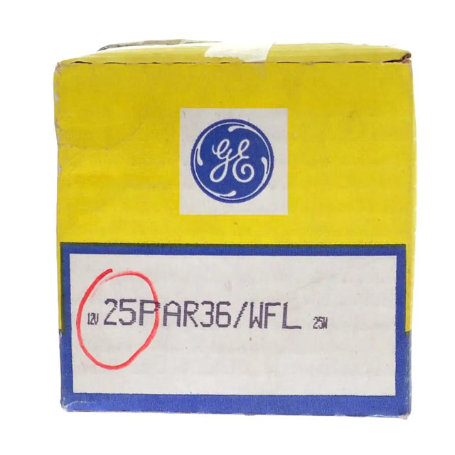 Yellow box with General Electric logo and text on a white background