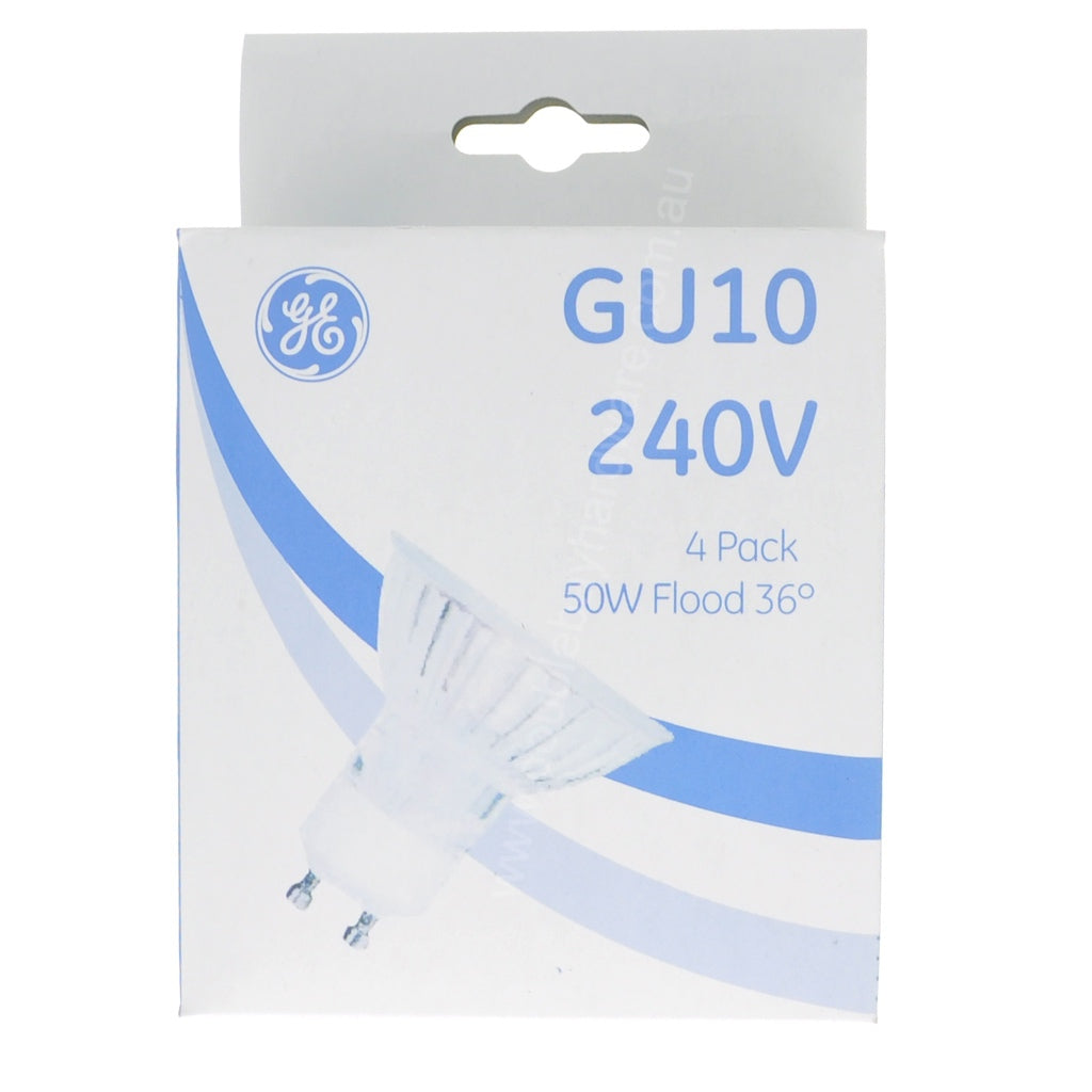 GE MR20 Halogen Light Bulb GU10 240V 50W 36° 4Pcs