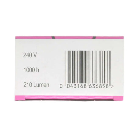 Bar code label with specifications on a white background