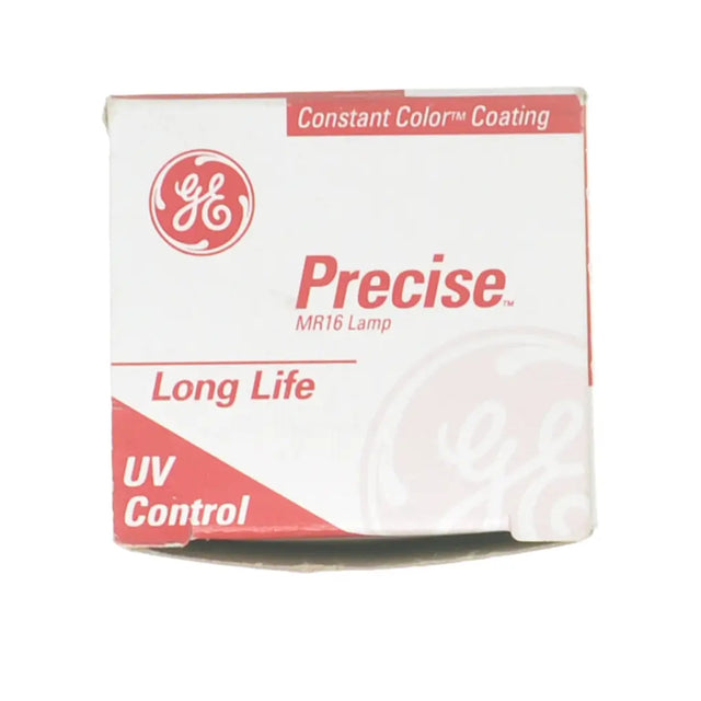 GE Precise lamp packaging with red and white design on a white background