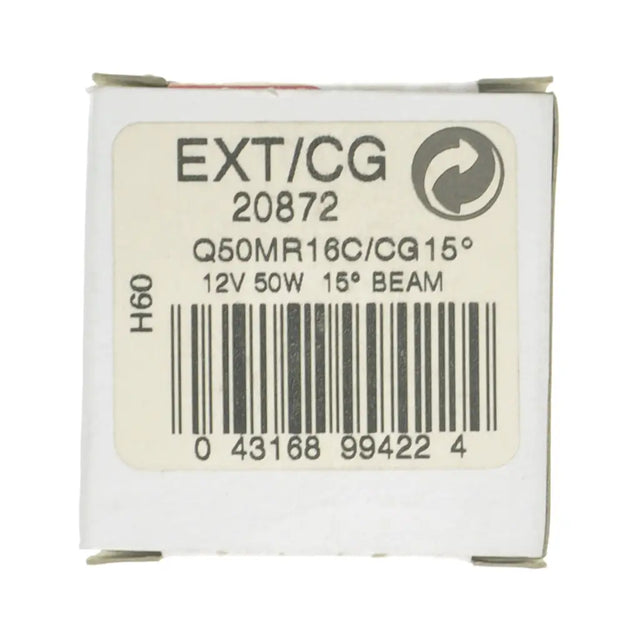 Light bulb packaging with label and barcode on a white background
