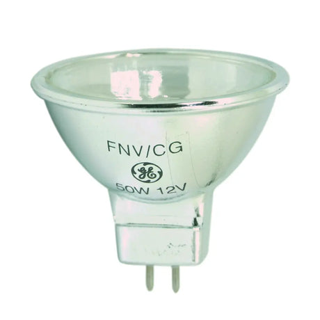 Clear light bulb with GE logo on a white background