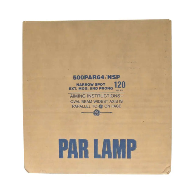 Cardboard box with text and 'PAR LAMP' printed on it