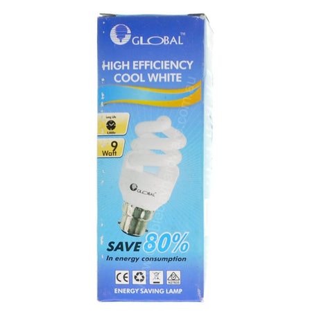 GLOBAL Energy Saving Coil Light Bulb B22 240V 9W C/W
