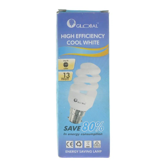 Energy-saving bulb packaging with 'Global' brand on a white background