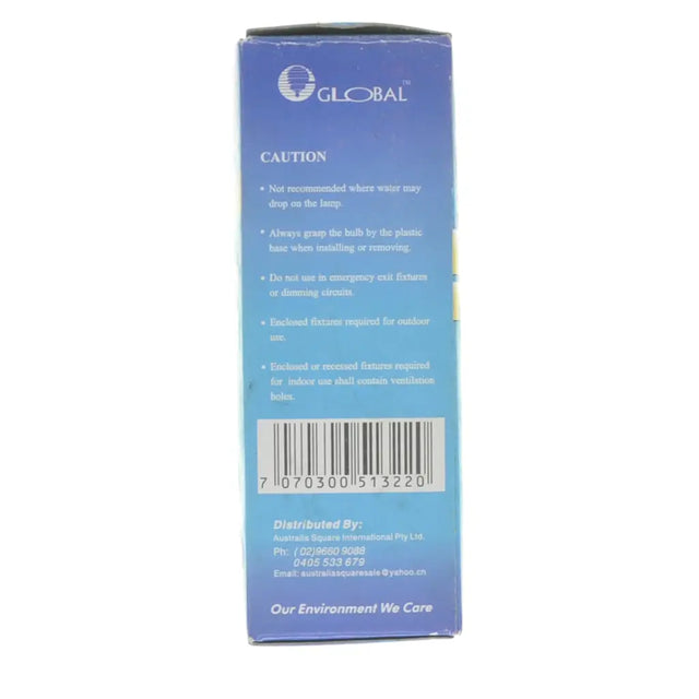 Blue box with text and a barcode on a white background