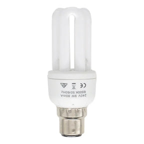Compact fluorescent bulb on a white background