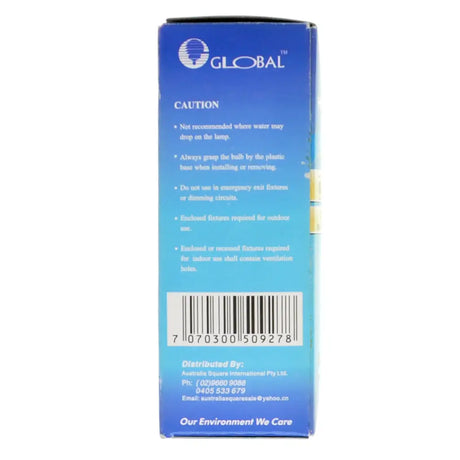 Blue box with Global branding and text on a white background