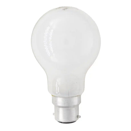 GLS B22 240V 40W frosted incandescent light bulb showing classic globe shape and B22 bayonet base on white background