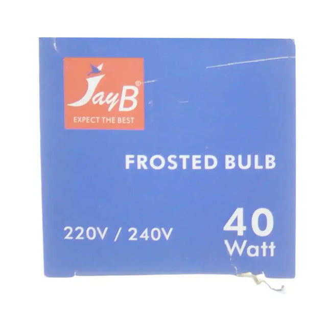 GLS B22 40W frosted incandescent bulb packaging rear panel showing compliance markings and product information
